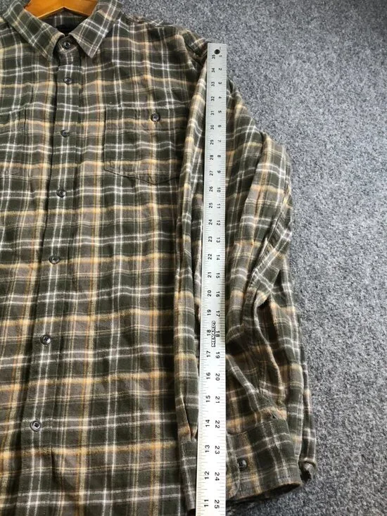 Prana Dolberg Flannel Shirt Mens XL Brown Organic Cotton Standard Button Plaid - Picture 4 of 10